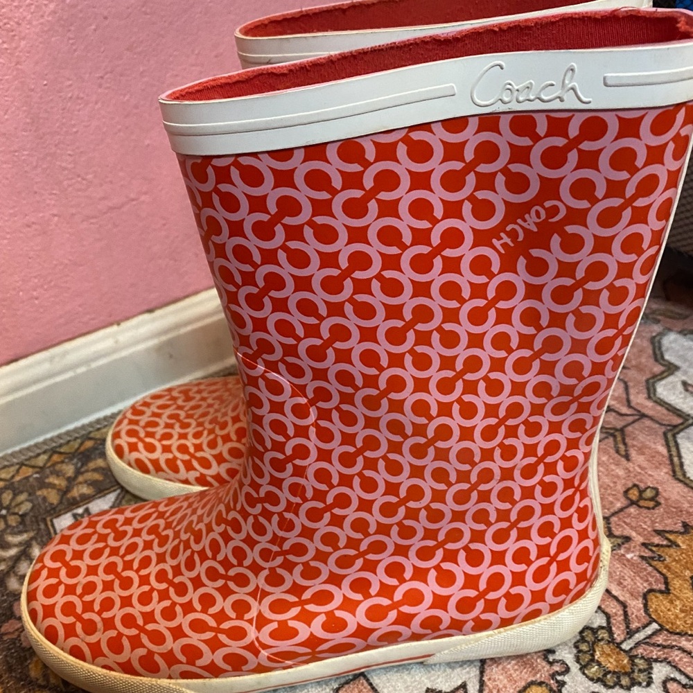 Coach Vintage Ursula Pink, Red and White Boots.